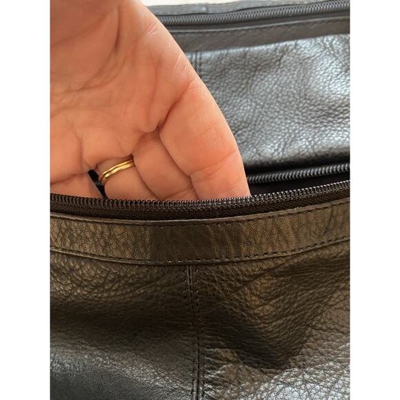 Great American Leather Works Purse Double Top Zip Black SHOULDER Silver Stud - Picture 7 of 10